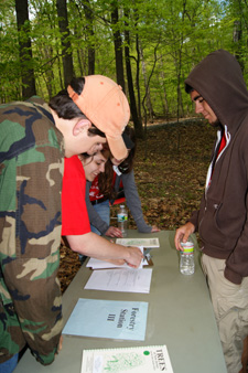 Photo of students at the forestry station during the 2011 Envirothon