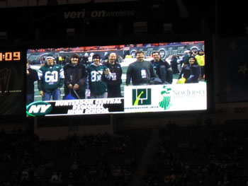 Photo of video played on jumbo tron at Giants Stadium honoring Hunterdon Central