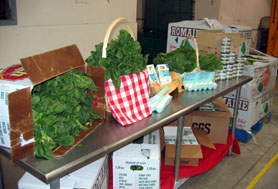 Photo of produce, eggs and cheese at the FoodBank of Monmouth and Ocean Counties