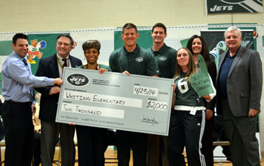 Photo of Whiting Elementary School accepting grant check