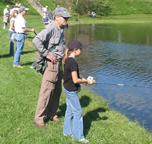 Fishing instruction at Pequest