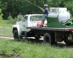 Hatchery pond is fertilized