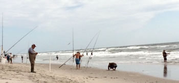 Anglers on beach