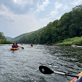 Paddlers enjoy the wilderness of theUpper Delaware Scenic & RecreationalRiver. Photo by the DRBC.