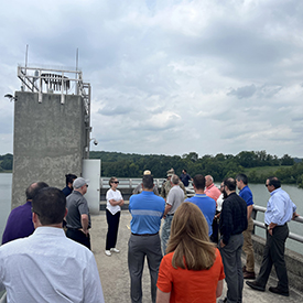 The group gets a tour of the Blue Marsh Dam. Photo by the DRBC.