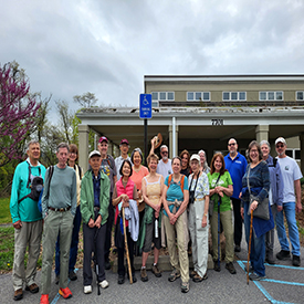 The Get Out! for Wellness walking crew before heading out on the John Mauser Education Trail. Photo courtesy of Wildlands Pa.