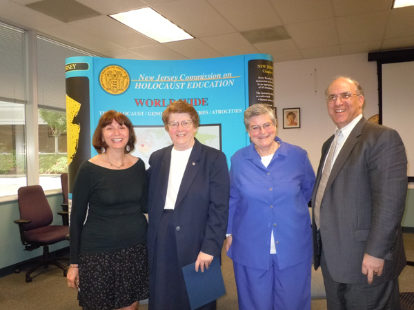 Sister Rose Award: Dr. Harriet Sepinwall, College of Saint Elizabeth; Sister Francis Raftery, award winner; Sister Kathleen Flanagan, College of Saint Elizabeth; and Phil Kirschner, Holocaust Commission Chair