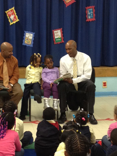 School Development Authority CEO Marc Larkins read to students at The Early Childhood School on Clinton Avenue in Newark