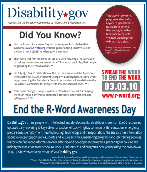 End the R-Word Awareness Day Campaign poster