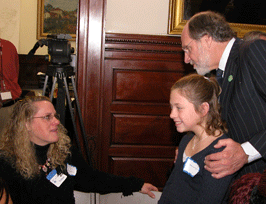 Michele Heino of Marlton, with daughter Madelynne and Governor Corzine