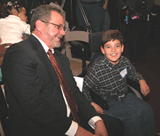 Antonio Bohaczyk and dad Joseph attend the CICRF ceremony in the Office of the Governor.