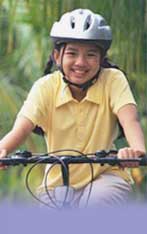 girl with bicycle helmet