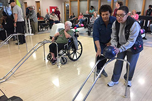 Residents bowling at Vineland Memorial Home