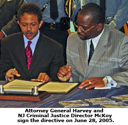 Photo of AG Peter C. Harvey and NJ DCJ Director Vaughn L. McKoy