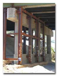 Temporary supports under railroad bridge which will be removed photo