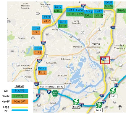 I-95 and I-295 Redesignation with Old and New Exit numbers