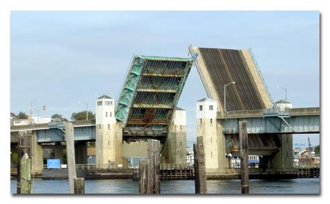 The existing bascule span in the open position photo.