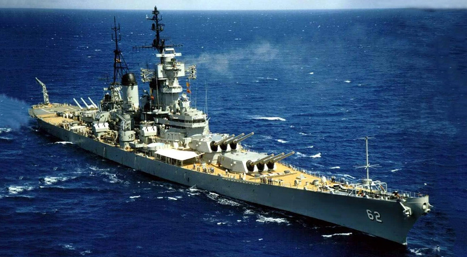 A warship in the ocean