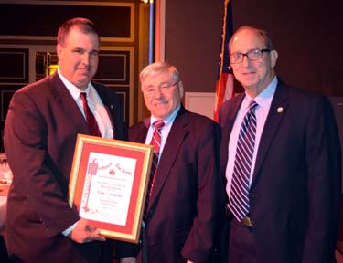 Photo of NJ State Board of Agriculture President Richard Norz and Secretary Fisher presenting Kupcho with his award Photo of NJ State Board of Agriculture President Richard Norz and Secretary Fisher presenting Kupcho with his award