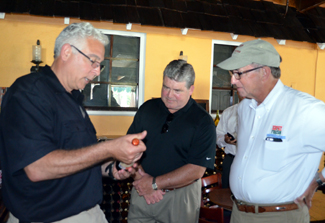 Photo of Secretary Fisher with Anthony Riccio, Cava owner, and Senator Steve Oroho
