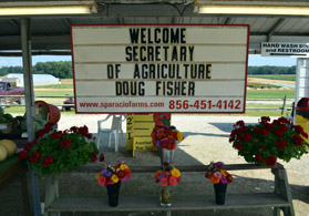 Photo of Secretary Fisher Welcome Sign at Sparacio Market - Click to enlarge