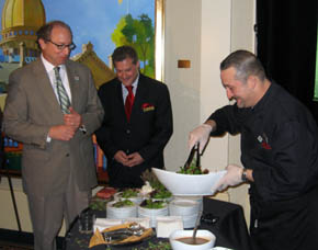 Photo of Secretary Fisher, Jeff Zeiger and Chef Mark Ellis