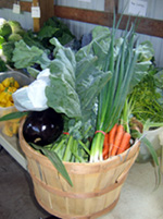Photo of basket of organic Jersey Fresh vegetables
