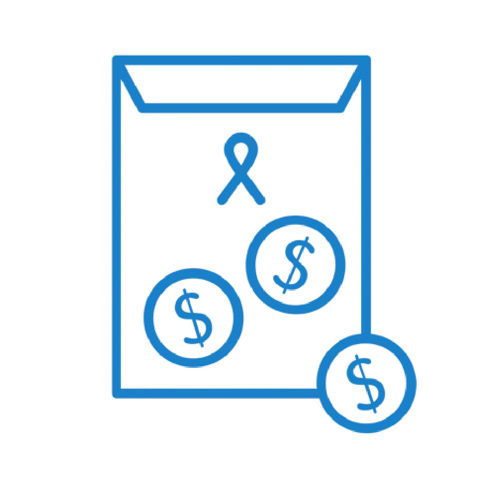 Icon: Envelop and coins with dollar sign