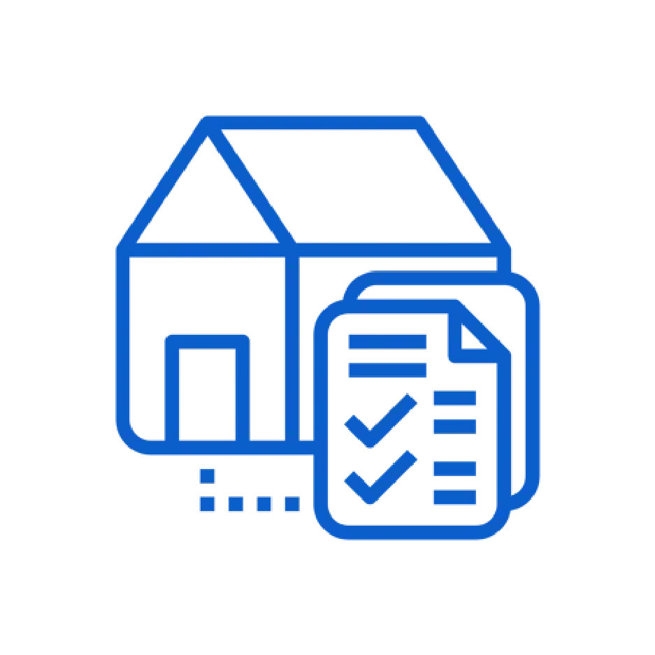 Icon: A house with documents on the side