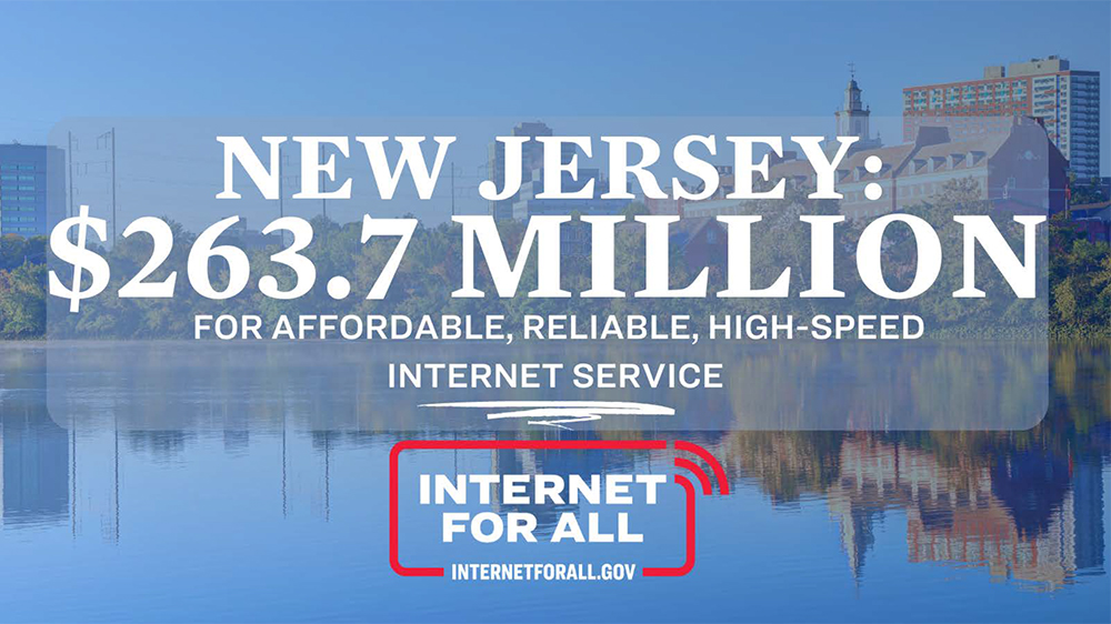@NTIAgov announced #NJ will receive $263.7 mil from the Bipartisan Infrastructure Law to implement the #InternetforAll initiative. 