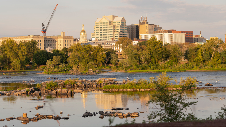 photo contains: view of Trenton