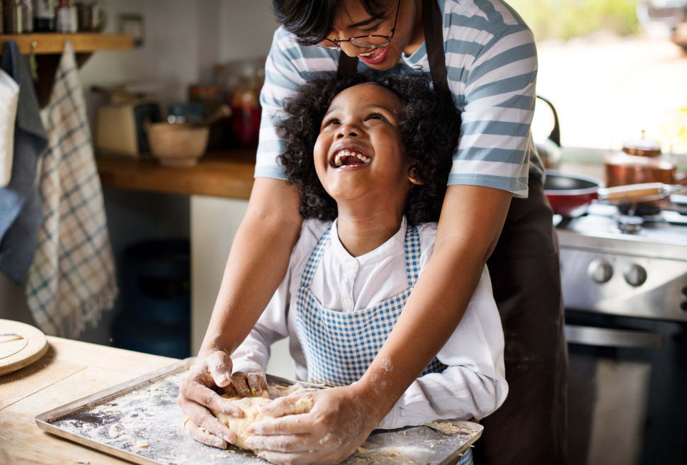 mother and daughter baking