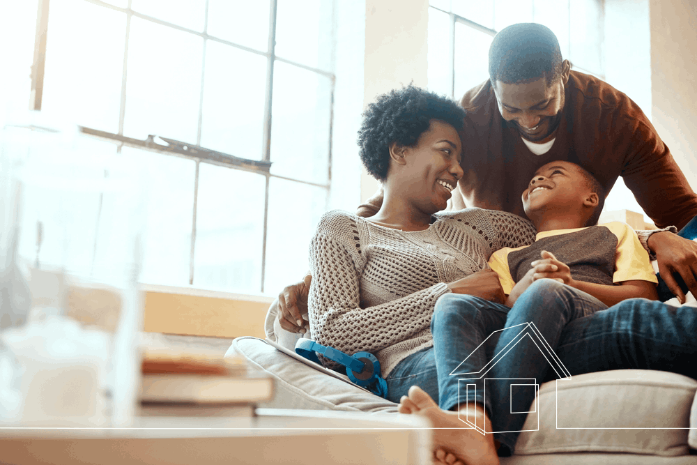African American family of three