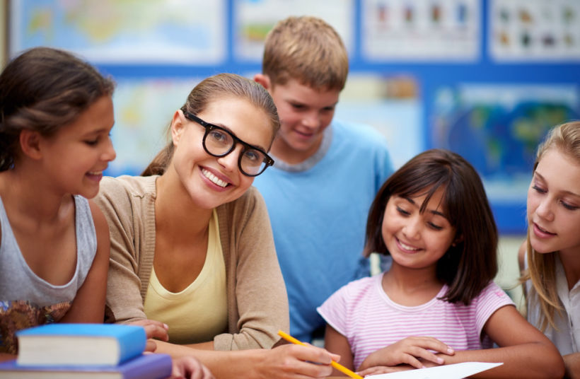 teacher with students