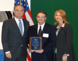 NJDEP Commissioner Bob Martin (on left), Nicholas Marchese, Superintendent of Roadway and the Atlantic City Expressway, and Michele Siekerka, NJDEP Assistant Commissioner of Water Resources Management