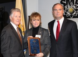 Deputy Mayor Gail Phoebus receiving a Clean Water New Jersey Category Awards from Governor Florio and NJDEP Commissioner Martin
