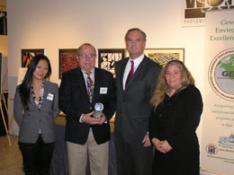 (from left to right): Naomi Hsu (Jersey City Green Committee); Robert Cotter (Jersey City Director of Planning); Commissioner Bob Martin (NJDEP), and; Maryann Bucci-Carter (Jersey City Green Committee)