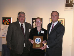 (from left to right): Jan Zientek (Rutgers Cooperative Extension); Amy Rowe (Rutgers Cooperative Extension), and; Commissioner Bob Martin (NJDEP)