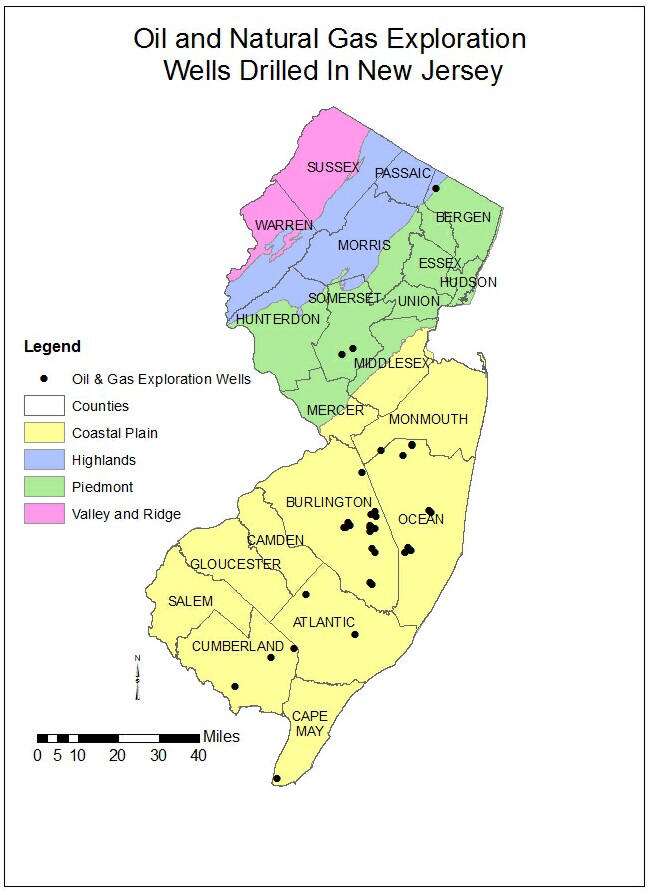 Oil and Gas Exploration wells drilled in NJ