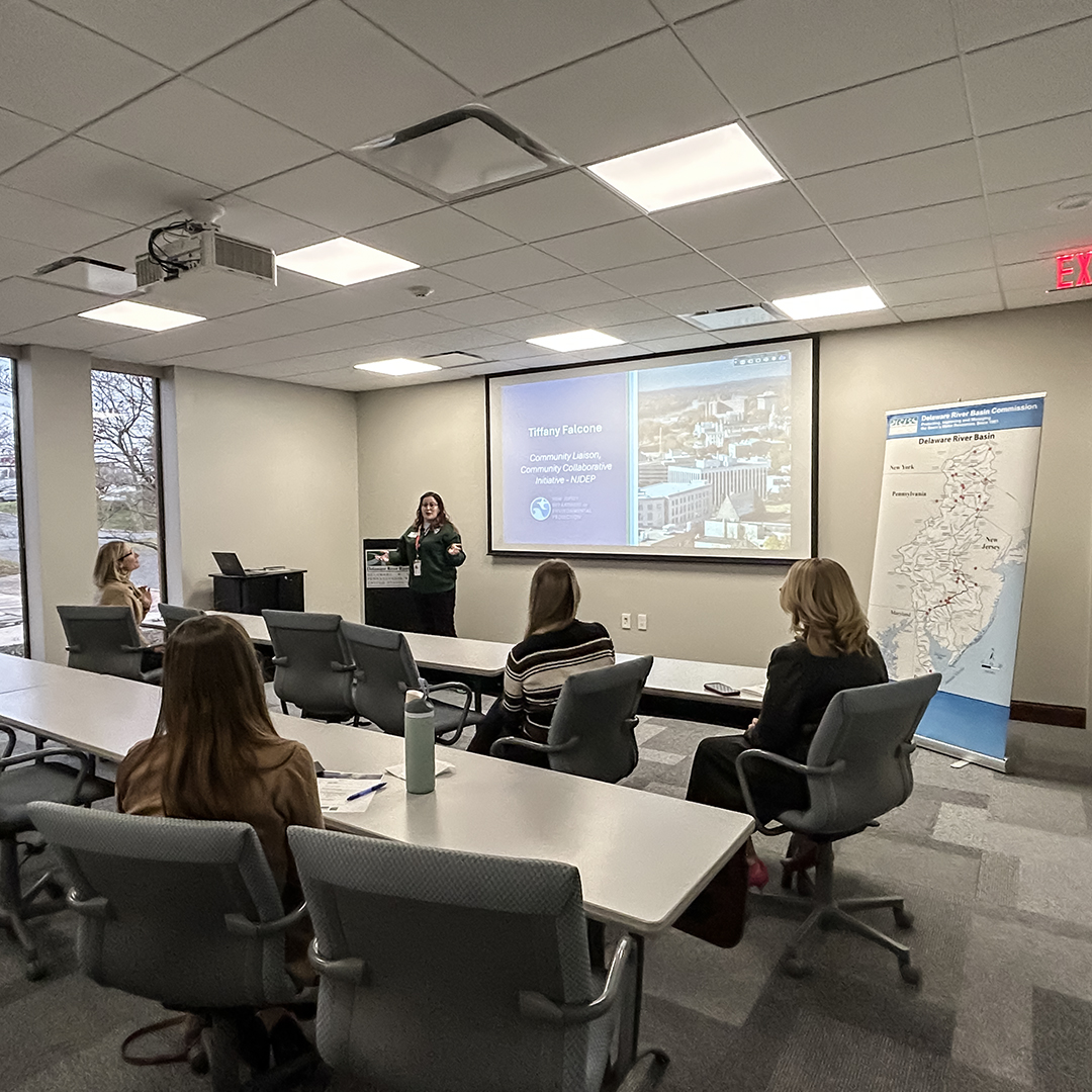 Tiffany Falcone of the New Jersey Dept. of Environmental Protection's Community Collaborative Initiative talks about how the initiative works and support N.J. communities. Photo by the DRBC.
