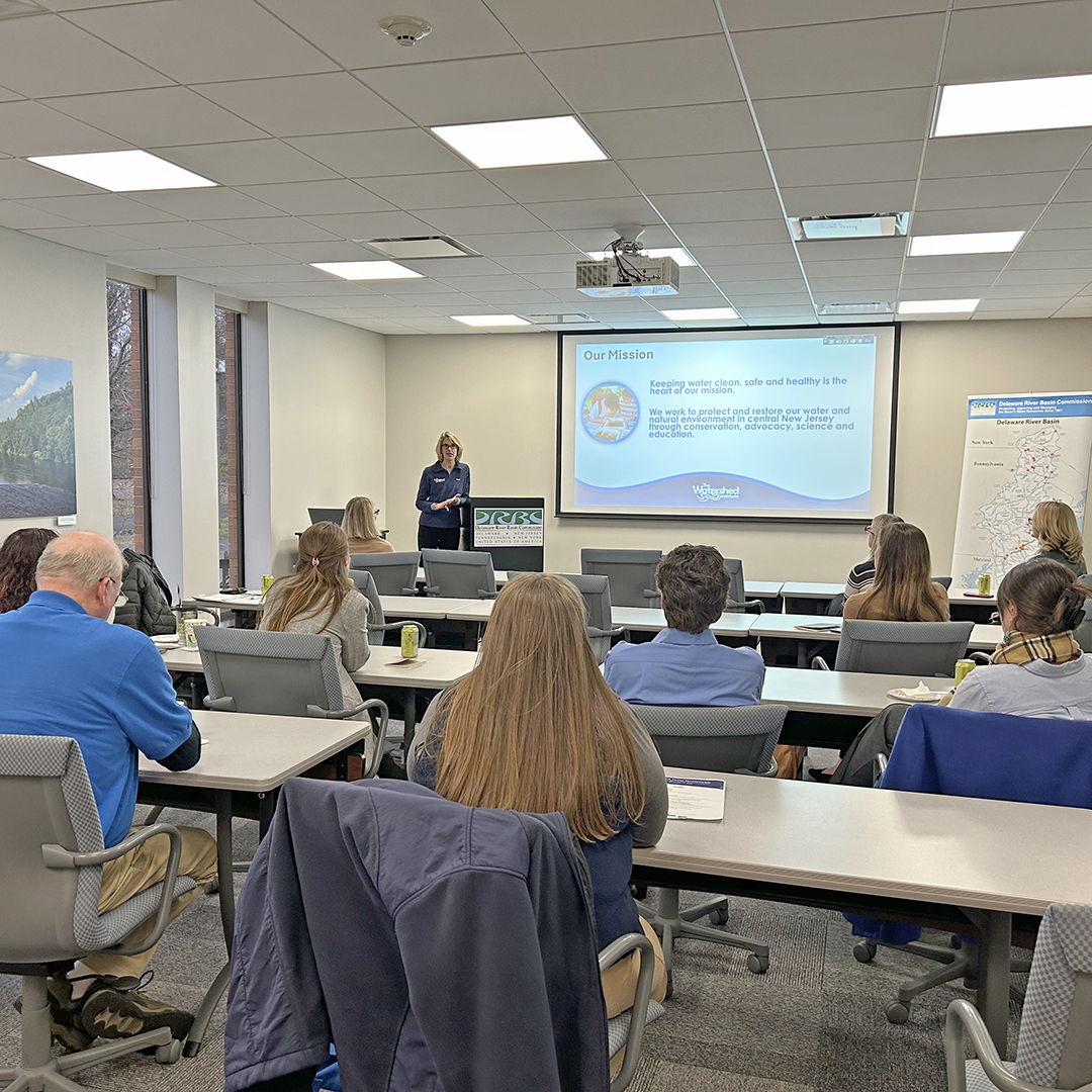 Sophie Glovier of The Watershed Institute provided a high level overview of their programs focused on connecting Trenton youth and families to their environment. Photo by the DRBC.