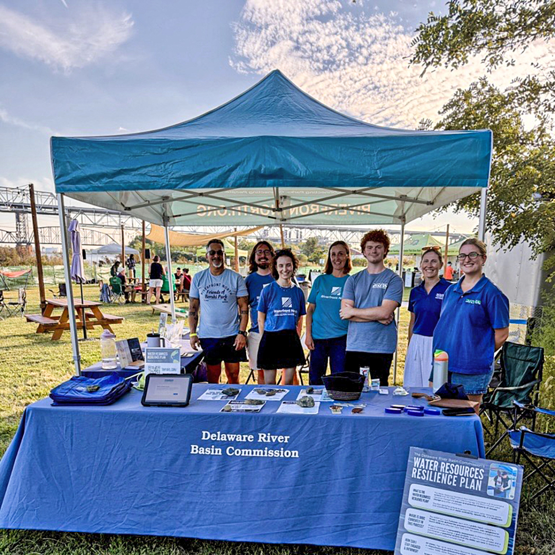 DRBC staff and its Riverfront North Partners at Borski Park's Parks on Tap event. Photo by the DRBC.