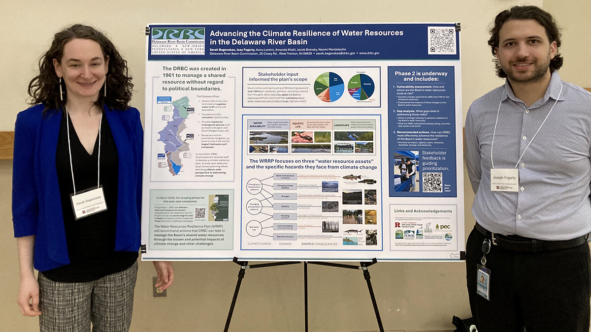 DRBC staff present a poster at the N.J. Climate Change Research Symposium. Photo by the DRBC.