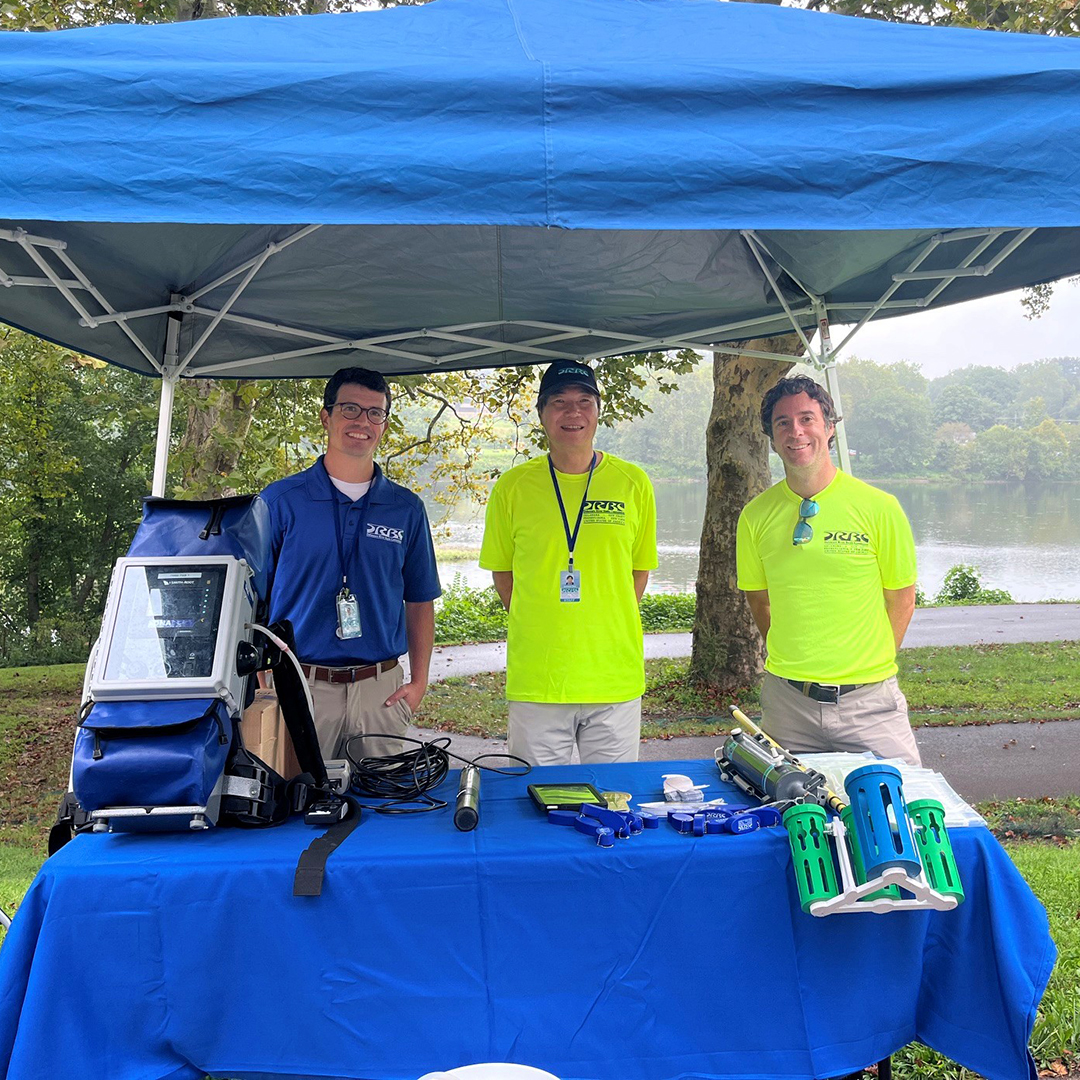 From L: DRBC's Namsoo Suk, Matt Amato and Jeremy Conkle demonstrated various DRBC water quality monitoring equipment. Photo by the DRBC.