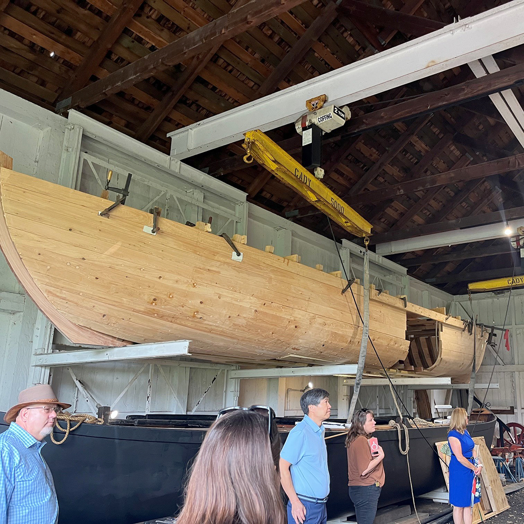 DRBC staff and Commissioners tour Washington Crossing Historic Park's Durham Boat Barn. Photo by the DRBC.