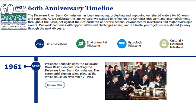 DRBC's 60th Anniversary Timeline. Click to visit external link.