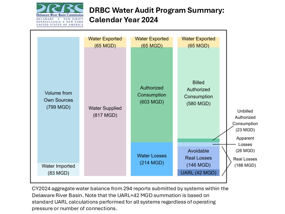 DRBC Water Audit Program Summary: Calendar Year 2024. Graphic by DRBC.