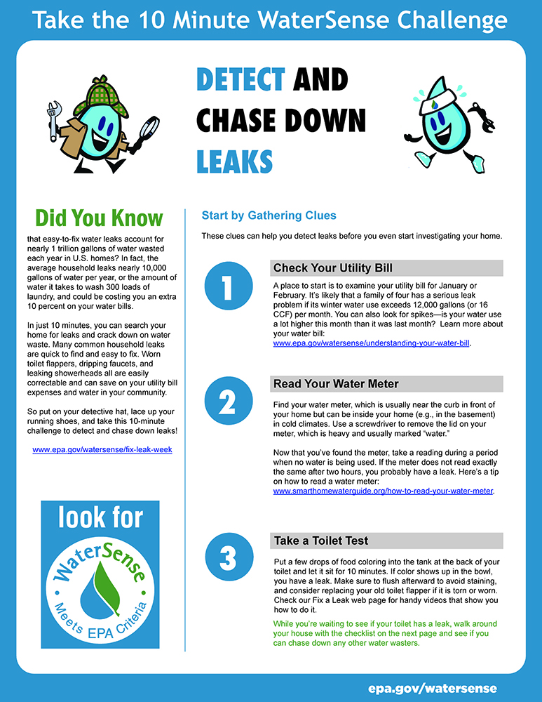 USEPA Checklist for finding and fixing Leaks.