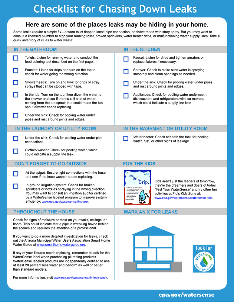 USEPA Checklist for finding and fixing leaks.