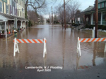Photo of a flooded street in Lambertville, N.J. after the April 2005 flood. Photo by DRBC.